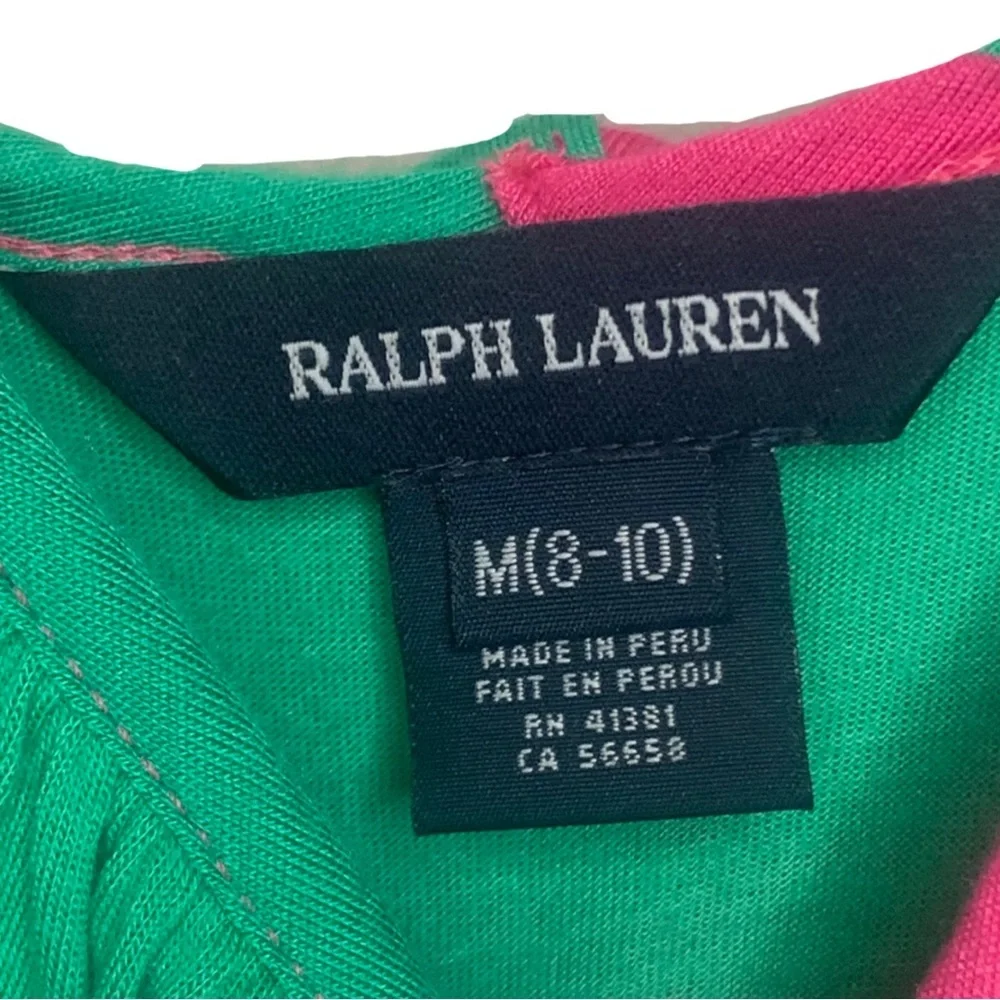 RALPH LAUREN Striped Jersey Knit Sleeveless Dress Pink & Green Loose Fit M 8/10 - Picture 2 of 15